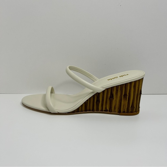 Cult Gaia Eva Leather Wedge Slide Sandals white sz 40 New - Picture 5 of 10